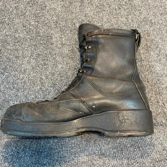 Black Leather Navy Flight Deck Combat Military Boots Mens 9.5 Vibram USA Issued main image 7